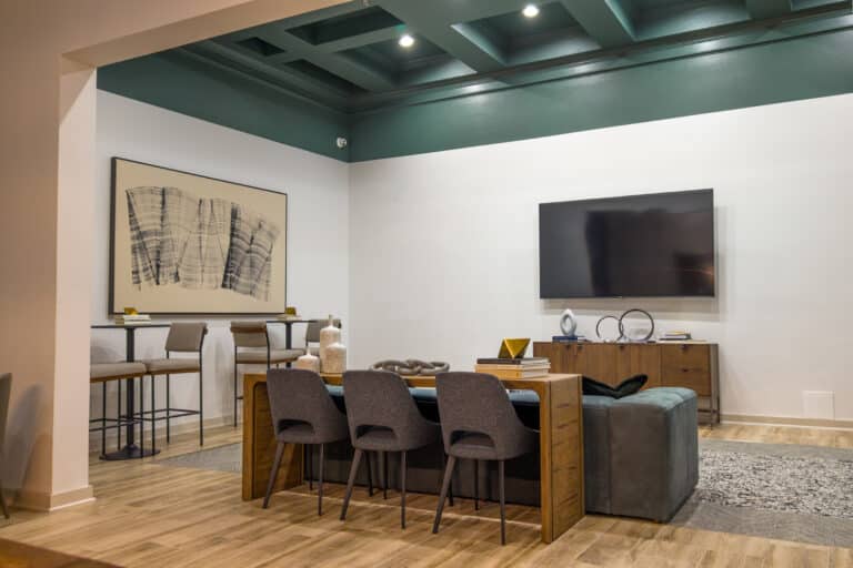 Legacy Estates at Frisco Apartments clubhouse lounge.